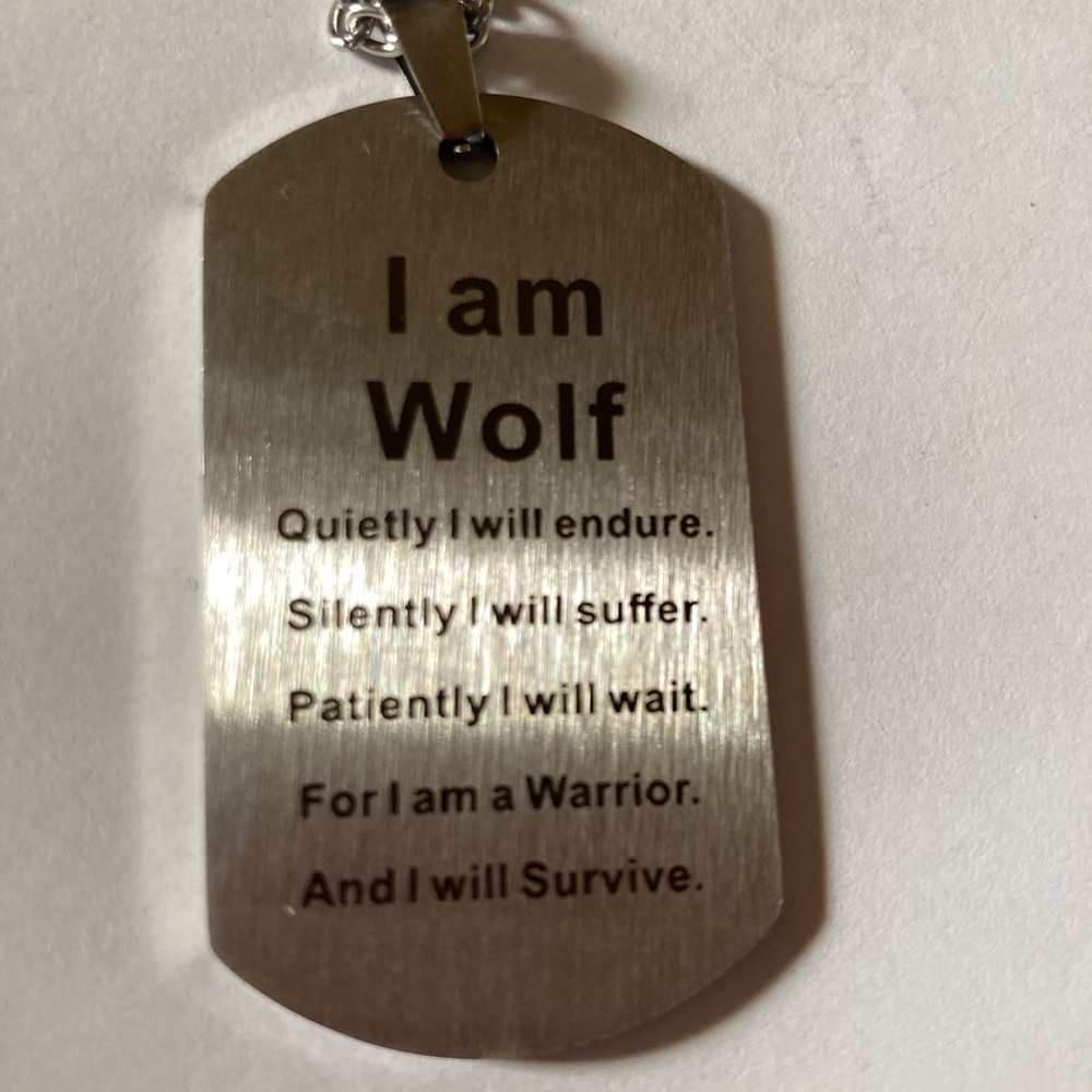 Wolf Spirit Animal Dog Tag Necklace